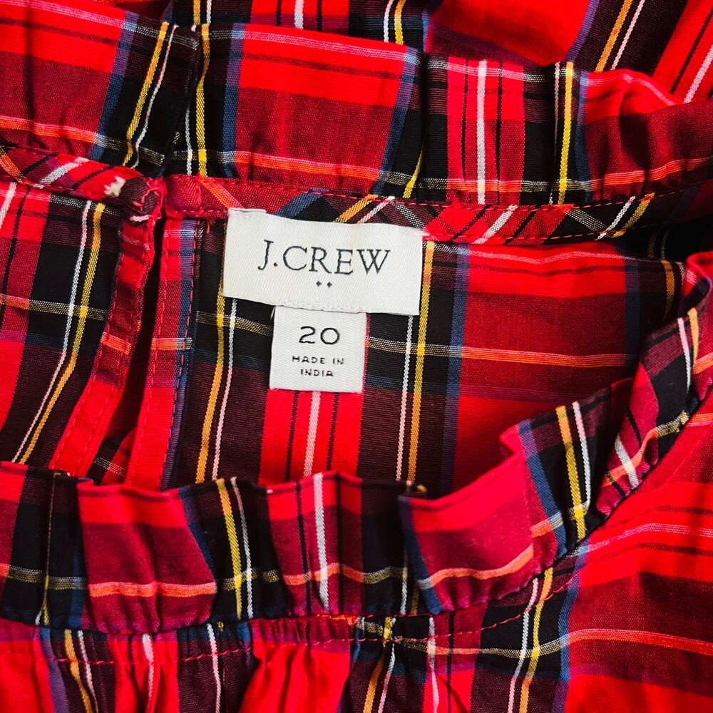 J. Crew Tartan Plaid Tiered Sleeveless Dress Size 20 Red Multicolor - Picture 5 of 10